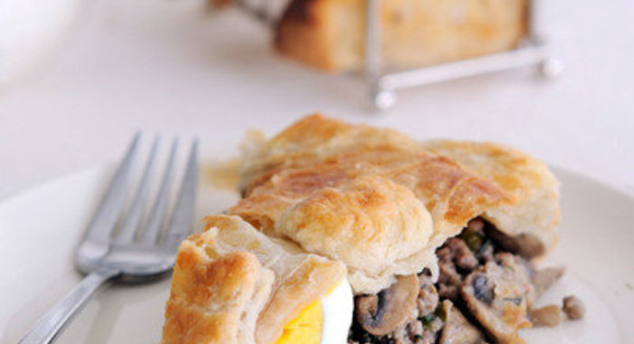 Слоеный пирог с гречкой и грибами