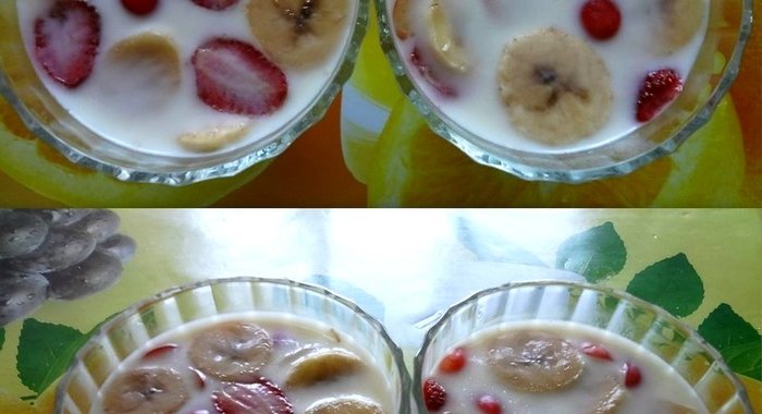 Кефирное желе с фруктами