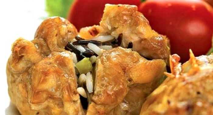 Мешочки из курицы с рисом