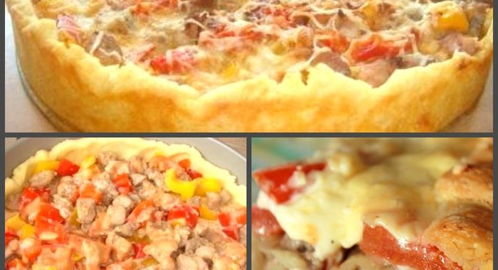 Открытый мясной пирог из картофельного теста