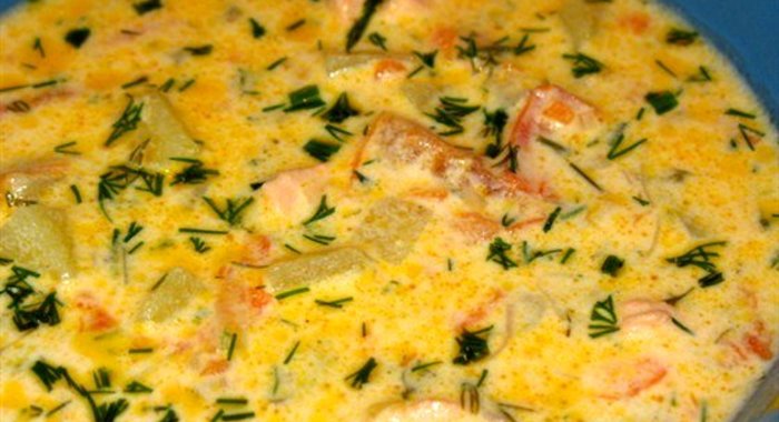 Сливочный суп с семгой