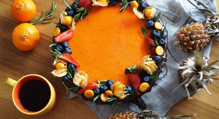 Чизкейк без выпечки с облепихой