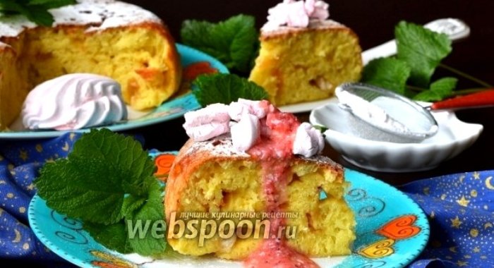 Творожный пирог с кусочками зефира в мультиварке