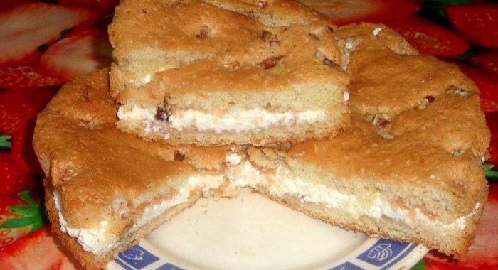 Ореховый пирог с творогом