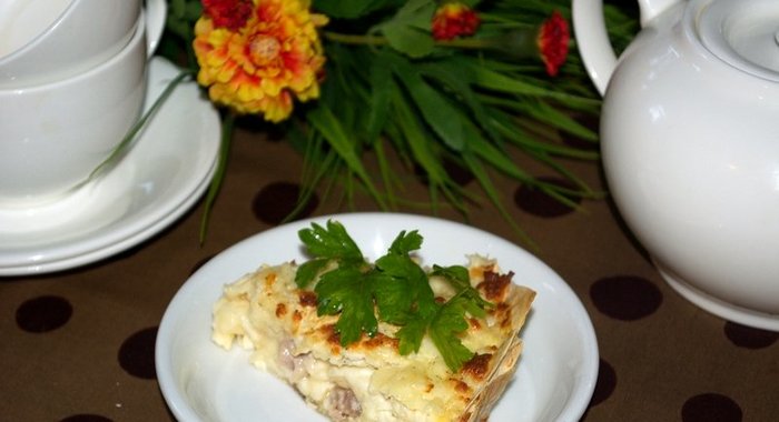 Пирог из лаваша с курицей