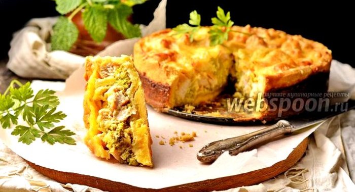Пирог с брокколи и курицей