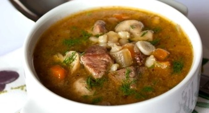 Суп с говядиной и грибами