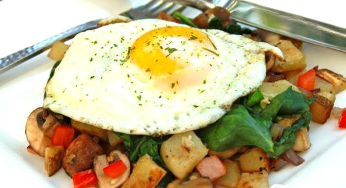 Яичница с грибами на завтрак