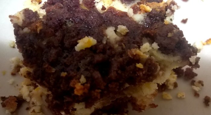 Творожный пирог с лимоном и какао