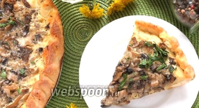 Открытый пирог с грибами