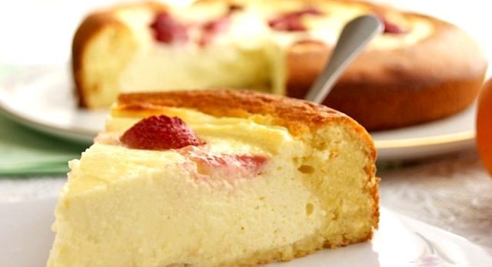 Творожный пирог с бисквитным тестом