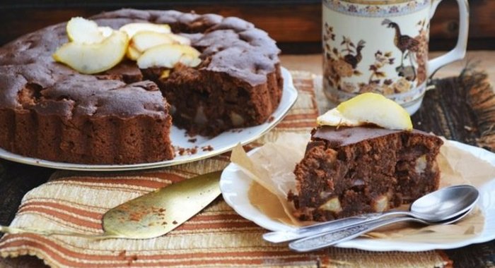 Грушевый пирог с шоколадом