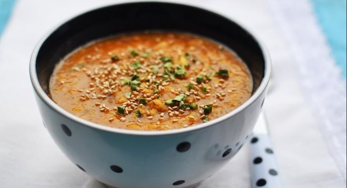 Суп чечевично-гороховый с кокосовым молоком