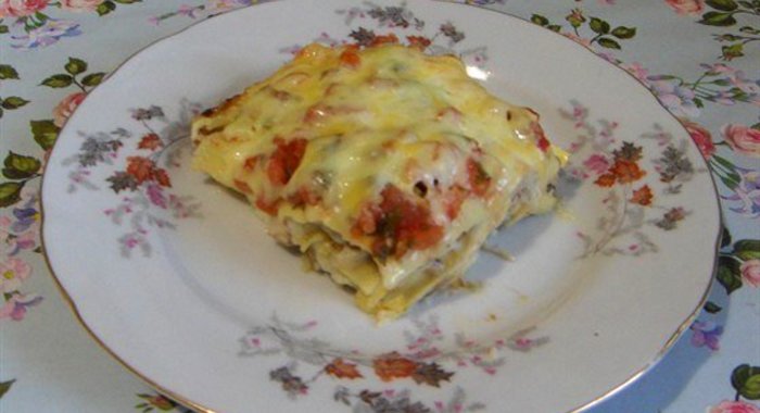 Лазанья с грибами и куриным филе