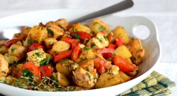 Жаркое из индейки на сковороде