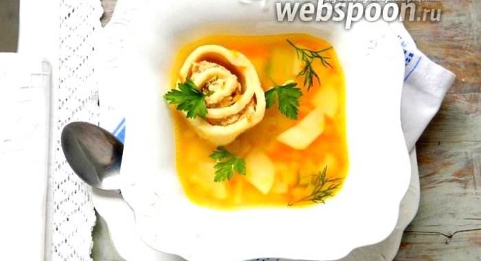 Суп с ленивыми пельменями