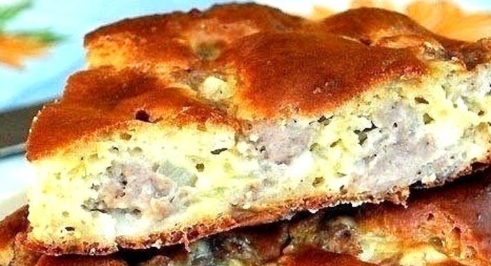 Быстрый мясной пирог на кефирном тесте