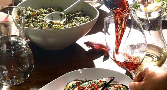 Баклажаны жареные с гранатом и зеленью