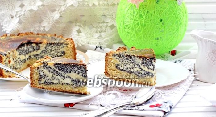 Творожно-маковый пирог на песочном тесте