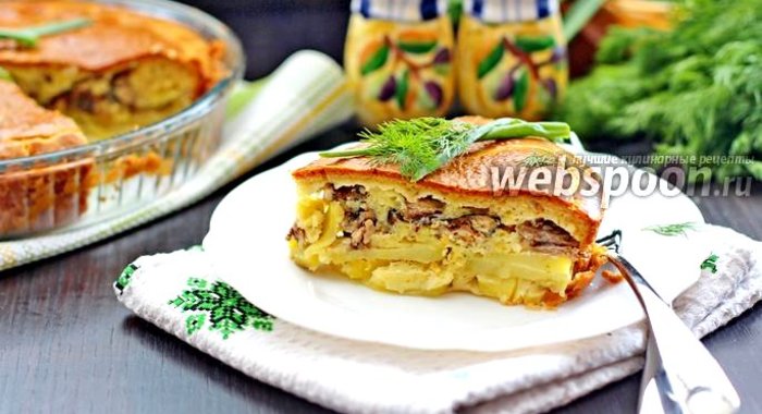 Заливной пирог с сайрой и картофелем