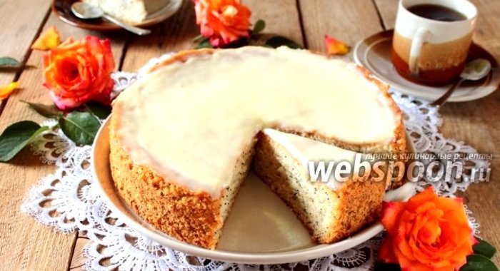 Пирог с маком и сливочной заливкой