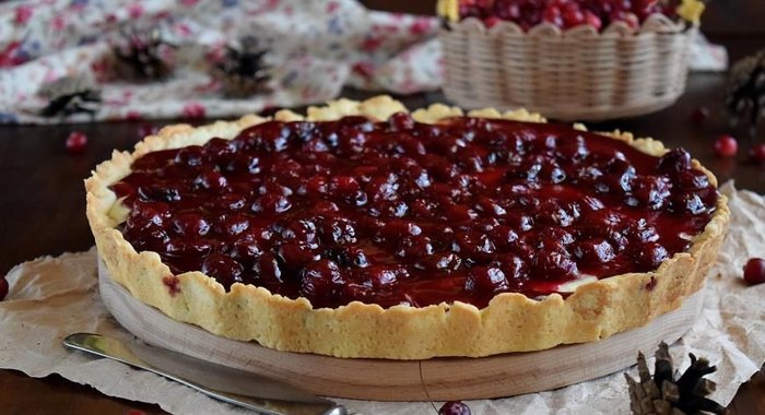 Пирог творожно-вишневый