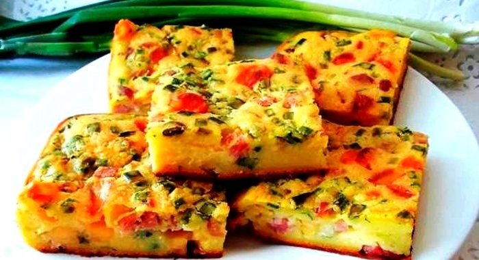 Быстрый пирог с ветчиной и сыром