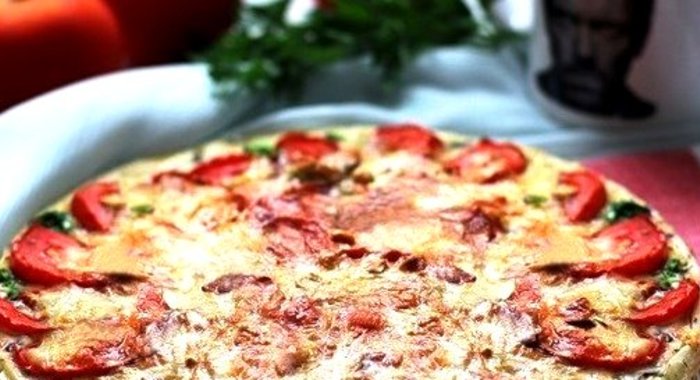 Киш с грибами и помидорами