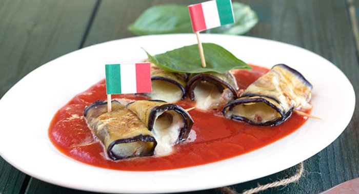 Баклажаны с моцареллой и беконом