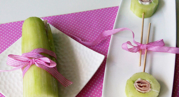 Закуска из огурца с ветчиной