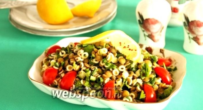Салат из чечевицы и макарон