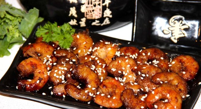 Жареные креветки в соевом соусе