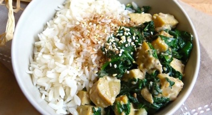 Темпе со шпинатом