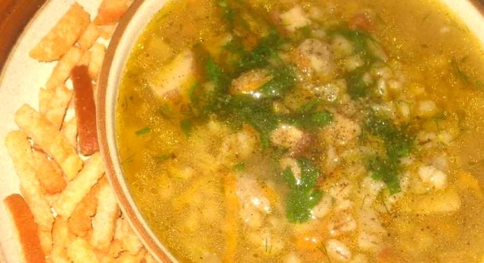 Cуп из белых грибов с перловкой