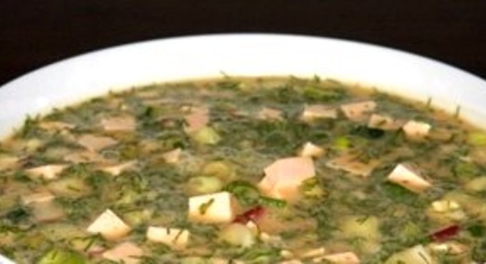 Окрошка с ветчиной