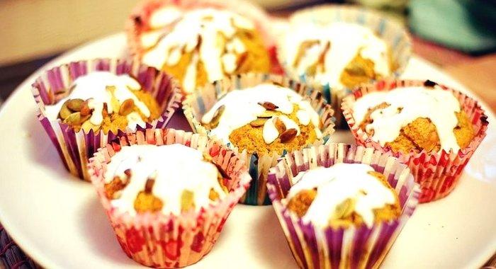 Тыквенные маффины с йогуртовым кремом