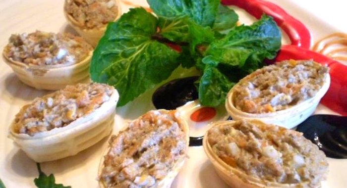 Шпротный паштет с морковью в корзинках