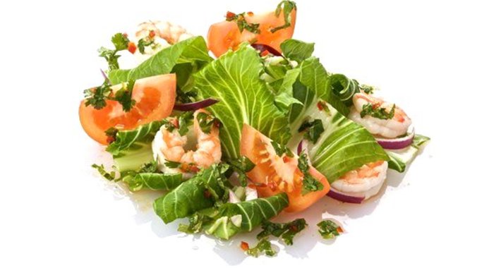 Салат пак-чой с креветками