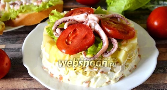 Салат с осьминогами и кальмарами