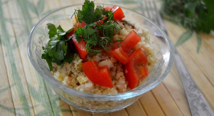 Теплый салат с булгуром