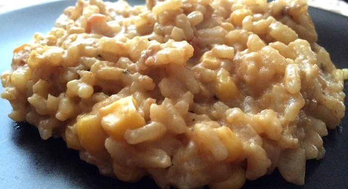 Ризотто с красным вином и кукурузой