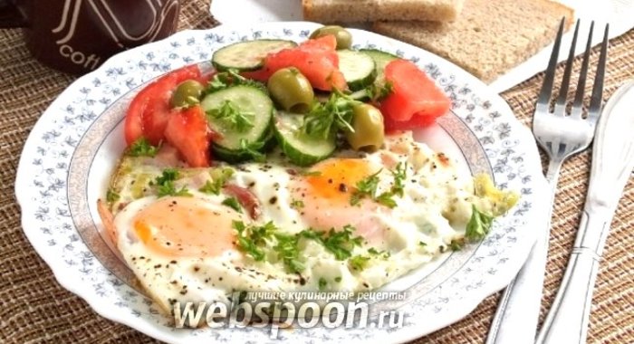 Яичница с беконом и пореем