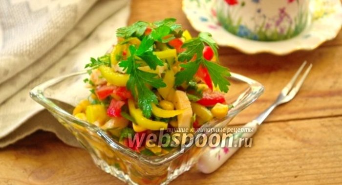 Салат с кальмаром и томатной заправкой