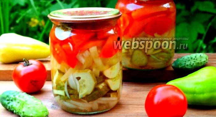 Салат из огурцов, помидоров и перца на зиму