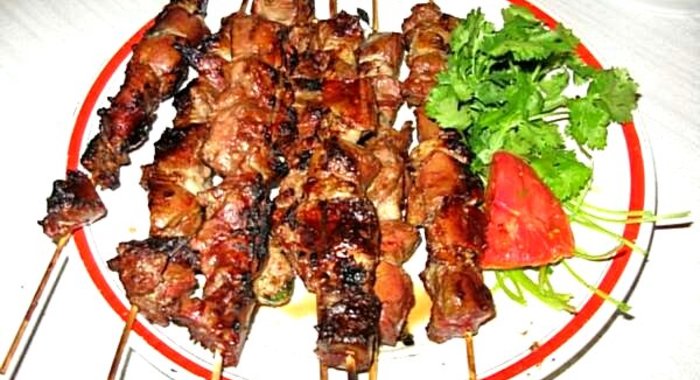 Шашлык из свиной печени