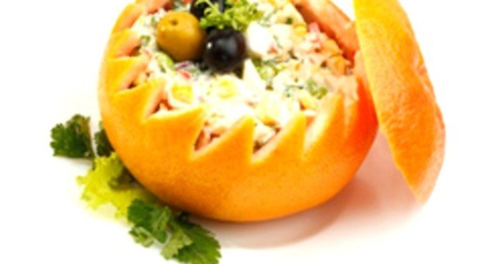 Морепродукты в грейпфруте