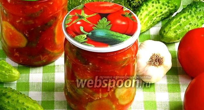 Салат из огурцов в томатно-чесночной заливке