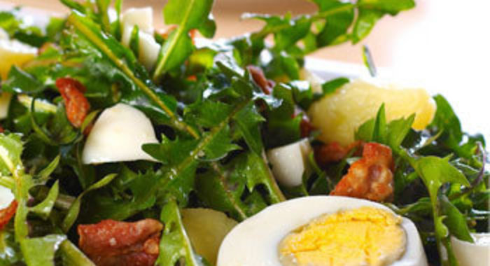 Салат из одуванчиков с квашеной капустой