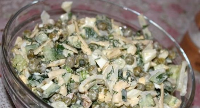 Салат Нежный с кальмарами