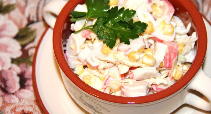 Крабовый салат с капустой